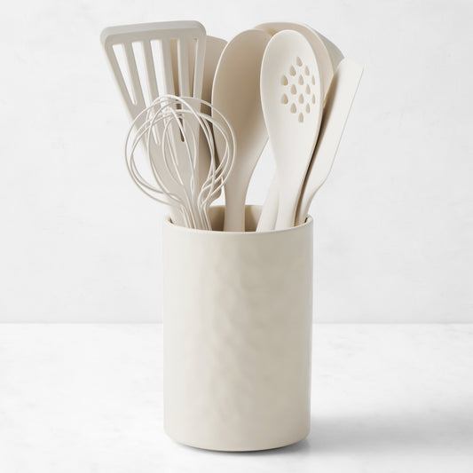GreenPan Premiere Silicone Tools with Utensil Holder, Set of 8,Bisque,