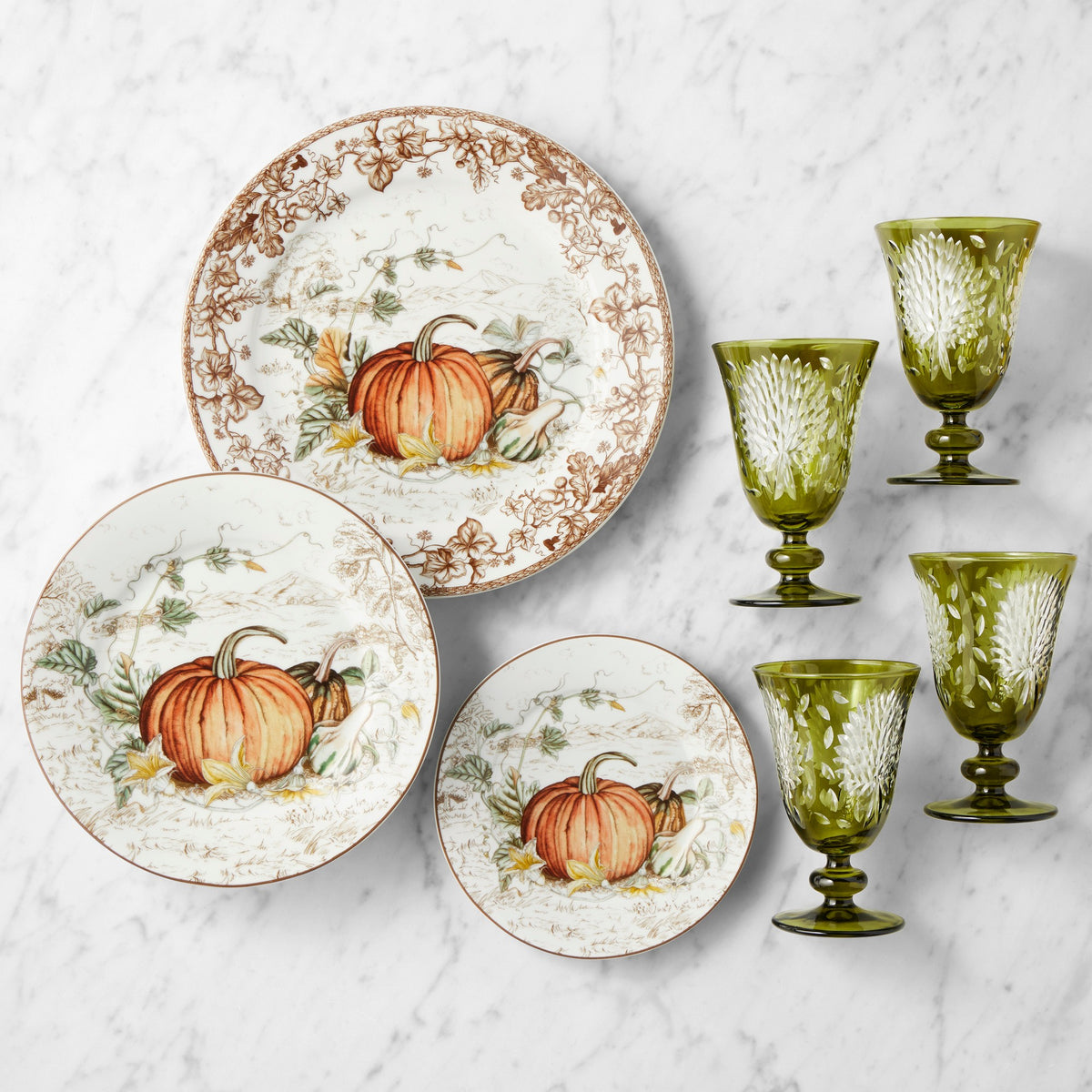 Plymouth Pumpkin 16-Piece Dinnerware & Glassware Set,WSNOADS,Dinnerware Sets