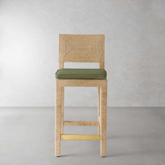 Point Reyes Counter Stool Cushion,Sunbrella Performance Canvas\, Fern,