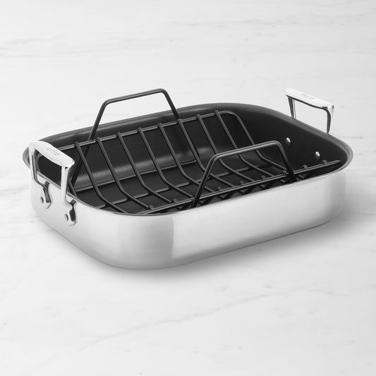 All-Clad Stainless-Steel Nonstick Roasting Pan with Rack,,