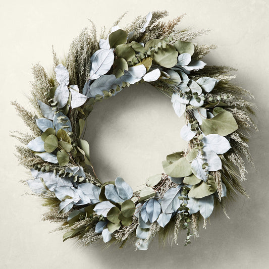 Painted Salal and Eucalyptus Live Wreath,30",