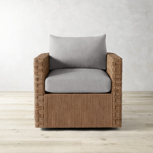 Lisbon Barrel Back Swivel Chair Cushion,Sunbrella Performance Canvas\, Granite,