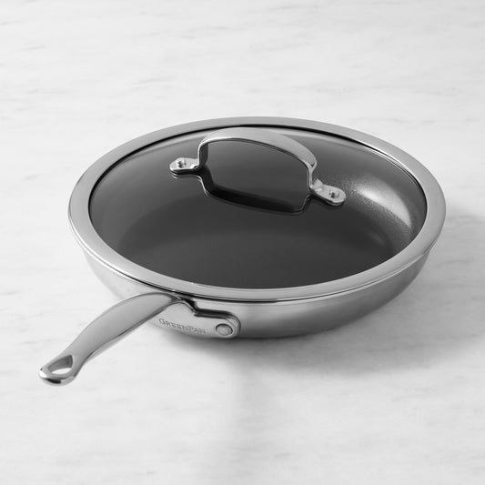 GreenPan Premiere Max Stainless-Steel Ceramic Nonstick Fry Pan with Lid,GreenPan Premiere Stainless-Steel Ceramic Nonstick Covered Fry Pan\, 10",