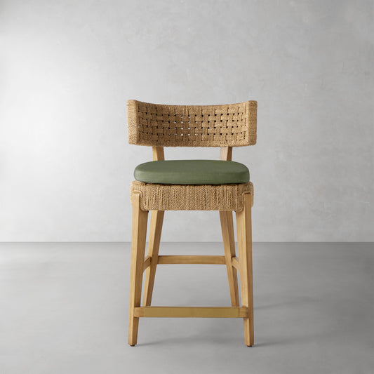 Santorini Counter Stool Cushion,Sunbrella Performance Canvas\, Fern,