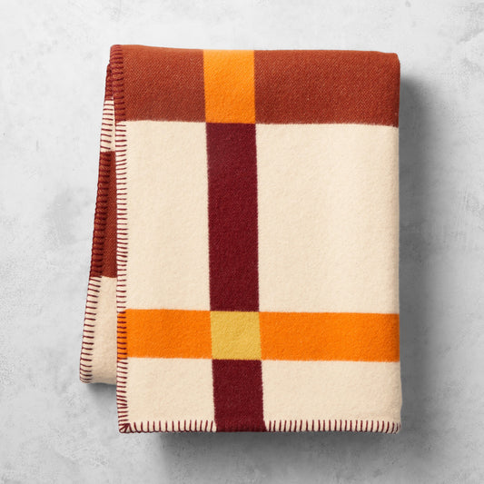 Keiran Wool Jacquard Throw, Orange,WSNOADS,Wool Throws