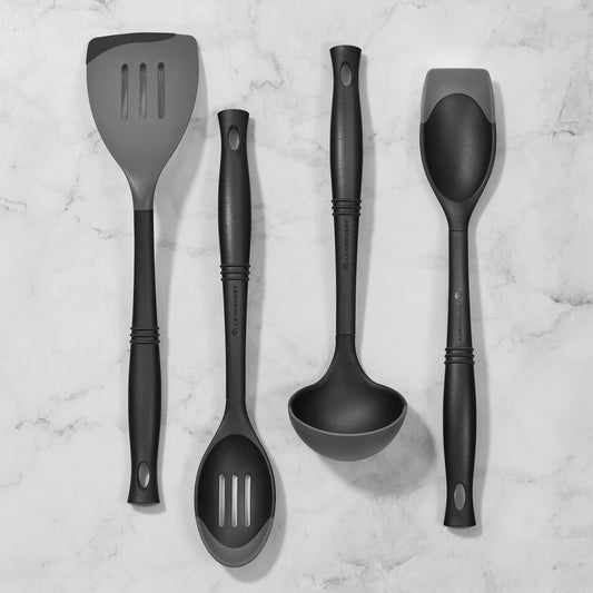 Le Creuset Bi-Material Utensils, Set of 4,Oyster,