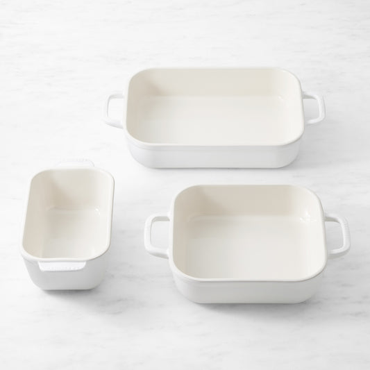 Le Creuset San Francisco Stoneware Open Baker, Set of 3,Matte White,