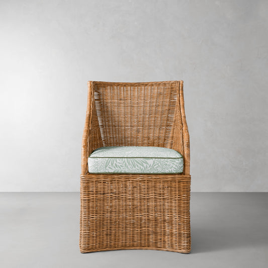 Farallon Armchair Cushion,Morris & Co.\, Larkspur Sage with Fern Piping,