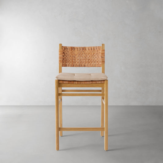 Sullivan Counter Stool Cushion,Sunbrella Performance Canvas\, Flax,
