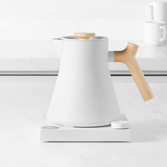 Fellow Corvo EKG Pro Electric Kettle,Matte White with Maple Handle,
