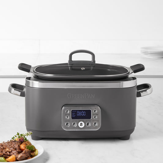 GreenPan Elite Slow Cooker, 6-qt,Graphite,