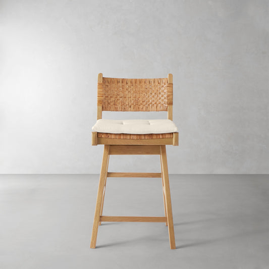 Sullivan Swivel Counter Stool Cushion,Sunbrella Performance Canvas\, Flax,