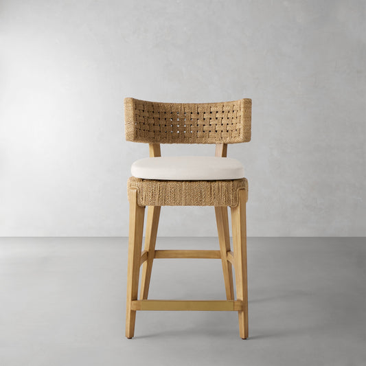 Santorini Counter Stool Cushion,Sunbrella Performance Canvas\, Canvas,