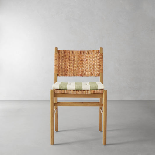 Sullivan Side Chair Cushion,Basketweave Cabana Stripe\, Pistachio,