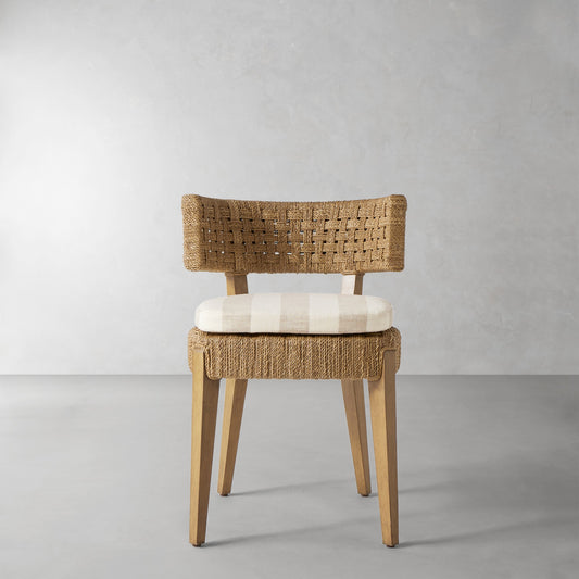Santorini Side Chair Cushion,Basketweave Cabana Stripe\, Stone,