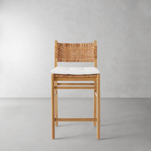 Sullivan Counter Stool Cushion,Perennials Performance Basketweave\, White,