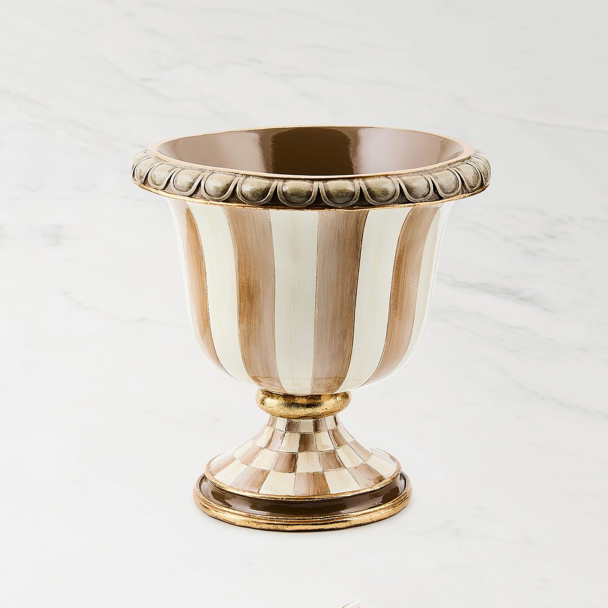MacKenzie-Childs Mocha Stripe Tabletop Urn,,WSNOADS