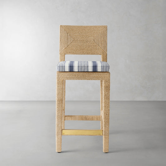 Point Reyes Counter Stool Cushion,Georgia Stripe\, Navy,