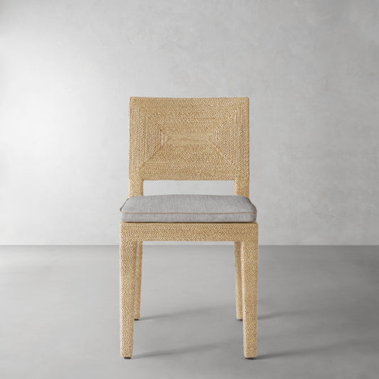 Point Reyes Side Chair Cushion,Sunbrella Performance Canvas\, Granite with Flint Piping,