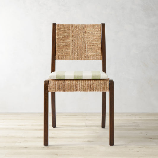 Alvares Side Chair Cushion,Basketweave Cabana Stripe\, Pistachio,