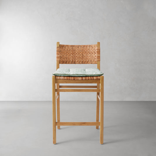 Sullivan Counter Stool Cushion,Morris & Co.\, Larkspur Sage with Fern Piping,