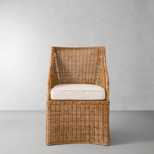 Farallon Armchair Cushion,Morris & Co.\, Larkspur Natural with Flax Piping,