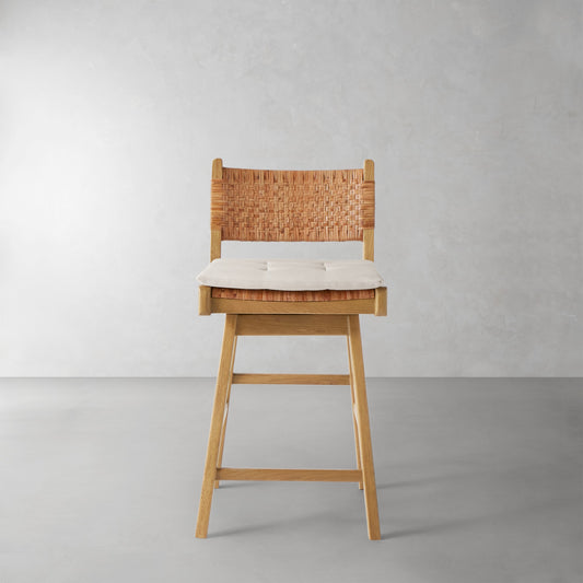 Sullivan Swivel Counter Stool Cushion,Sunbrella Performance Canvas\, Canvas,
