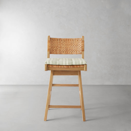 Sullivan Swivel Counter Stool Cushion,Sunbrella Tranquil\, Sage,