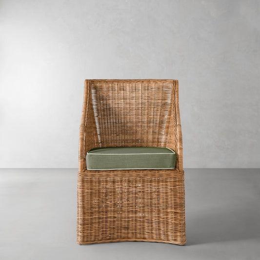 Farallon Armchair Cushion,Sunbrella Performance Canvas\, Fern with Sage Piping,