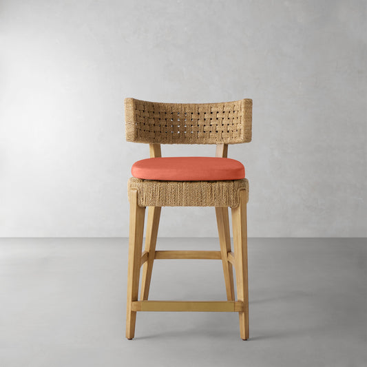 Santorini Counter Stool Cushion,Sunbrella Performance Canvas\, Persimmon,