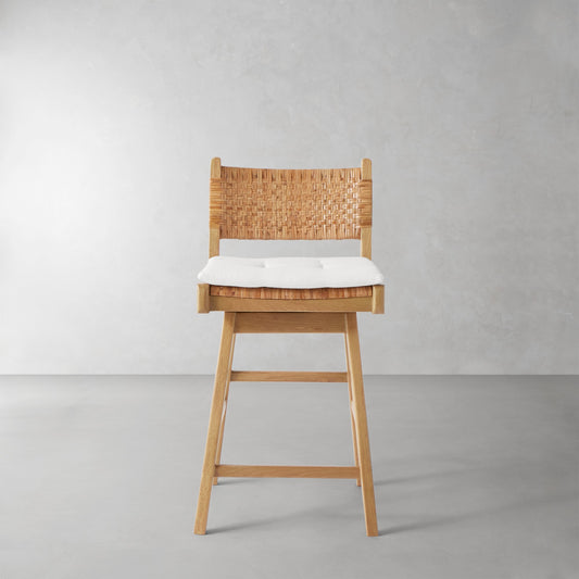 Sullivan Swivel Counter Stool Cushion,Perennials Performance Basketweave\, White,