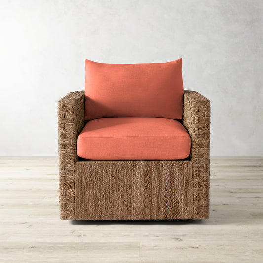 Lisbon Barrel Back Swivel Chair Cushion,Sunbrella Performance Canvas\, Persimmon,