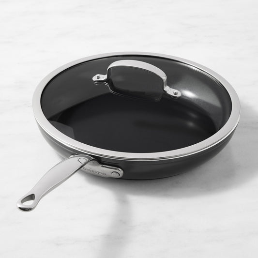 GreenPan Premiere Max Ceramic Nonstick Fry Pan with Lid,GreenPan Premiere Ceramic Nonstick Covered Fry Pan\, 12",