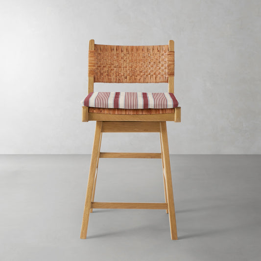 Sullivan Swivel Counter Stool Cushion,Georgia Stripe\, Red,