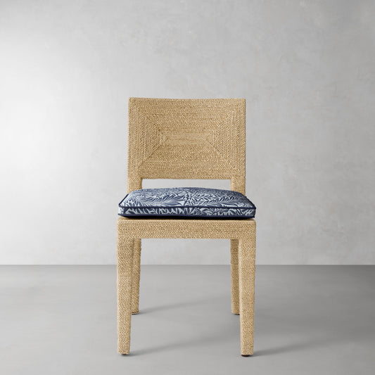 Point Reyes Side Chair Cushion,Morris & Co.\, Larkspur Blue with Navy Piping,
