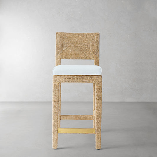 Point Reyes Counter Stool Cushion,Sunbrella Performance Canvas\, Light Blue,