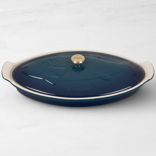 Le Creuset Stoneware Oval Fish Baker, 1 3/4 Qt.,Agave,