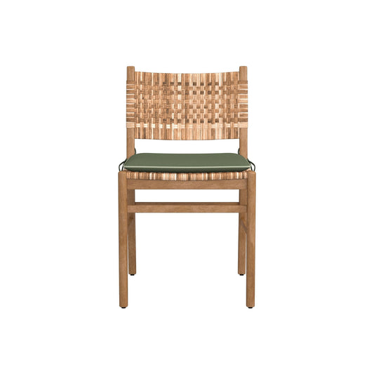 Sullivan Side Chair Cushion,Sunbrella Performance Canvas\, Fern with Sage Piping,
