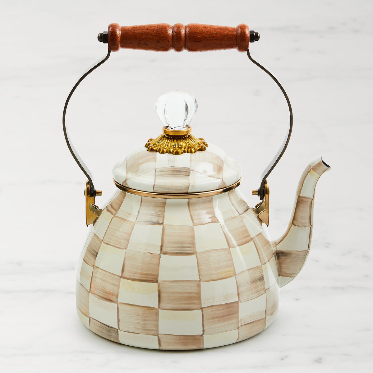 MacKenzie-Childs Mocha Check Tea Kettle,2-Qt.,