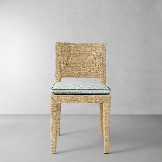 Point Reyes Side Chair Cushion,Morris & Co.\, Larkspur Sage with Fern Piping,