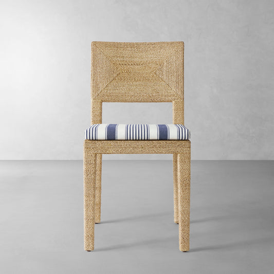 Point Reyes Side Chair Cushion,Georgia Stripe\, Navy,