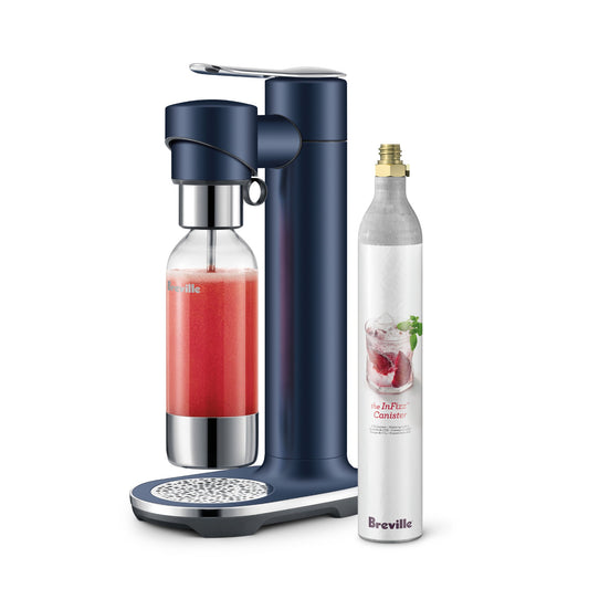 Breville InFizz Fusion Sparkling Beverage Carbonator,Damson Blue,with CO2 Cylinder