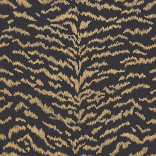 Scalamandré Tigress Wallpaper,Bronze on Black,