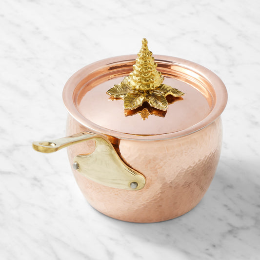 Ruffoni Historia Hammered Copper Saucepan with Tree Knob, 1.8-Qt.,,WSNOADS