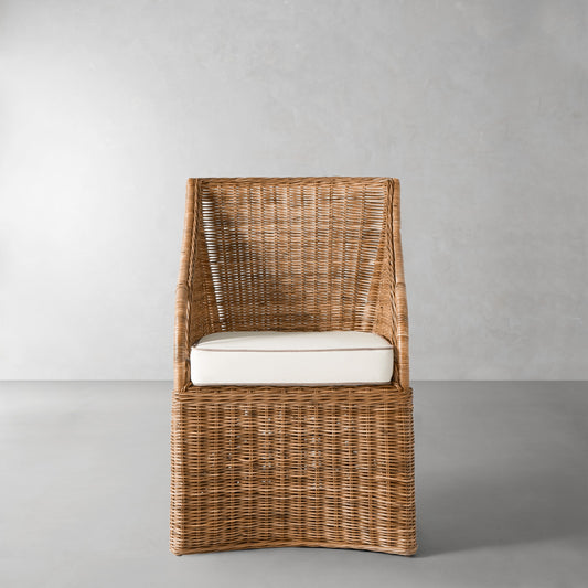 Farallon Armchair Cushion,Sunbrella Performance Canvas\, White with Flax Piping,