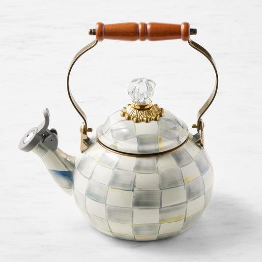 MacKenzie-Childs Sterling Check Whistling Tea Kettle,,WSNOADS