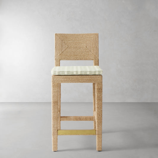 Point Reyes Counter Stool Cushion,Sunbrella Tranquil\, Sage,