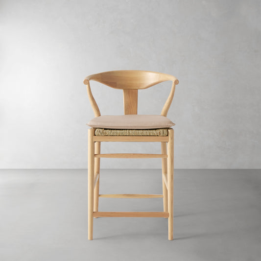 Baldwin Counter Stool Cushion,Sunbrella Performance Canvas\, Flax,