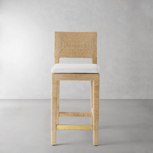 Point Reyes Counter Stool Cushion,Perennials Performance Basketweave\, White,