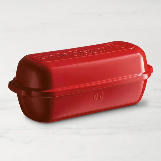 Emile Henry French Ceramic Italian Bread Loaf Baker,Burgundy,